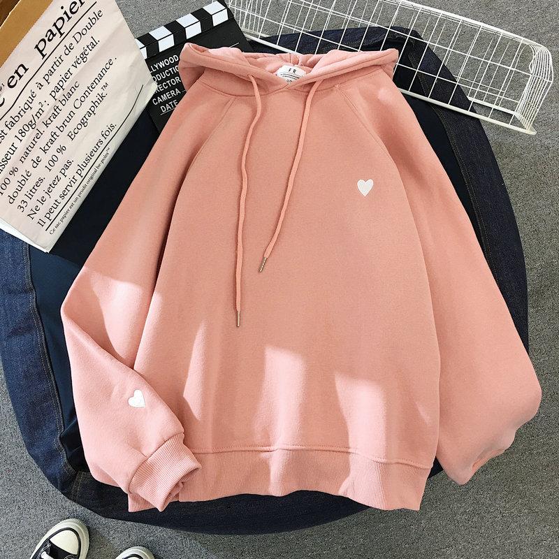 Damen-Sweatshirt ohne Reißverschluss mit Herzmotiv-Bombardina.de