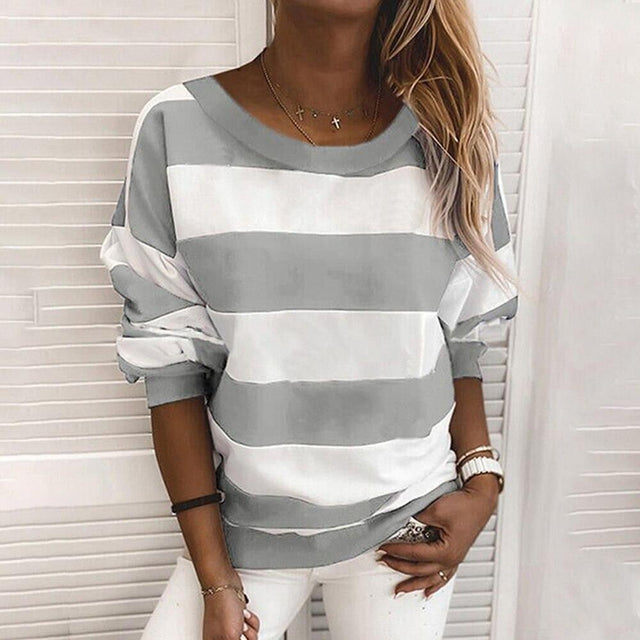 Offenes gestreiftes Damen-Sweatshirt-Bombardina.de