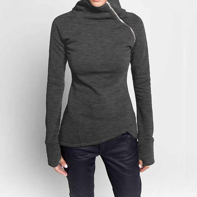 Damen-Sweatshirt ohne Reißverschluss mit Rollkragen-Bombardina.de