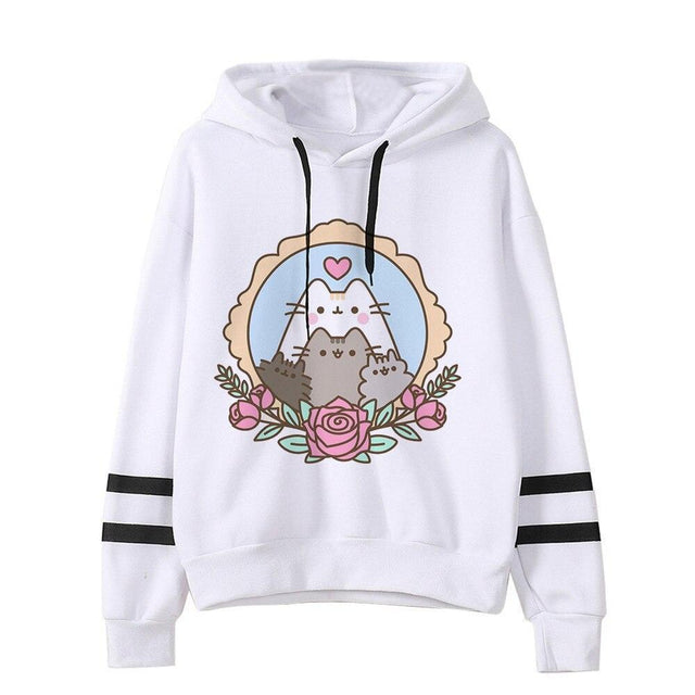Damen-Sweatshirt ohne Reißverschluss mit einer Katze Pusheen-Bombardina.de