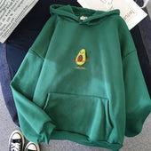 Damen-Sweatshirt ohne Reißverschluss mit Avocado-Bombardina.de-Print