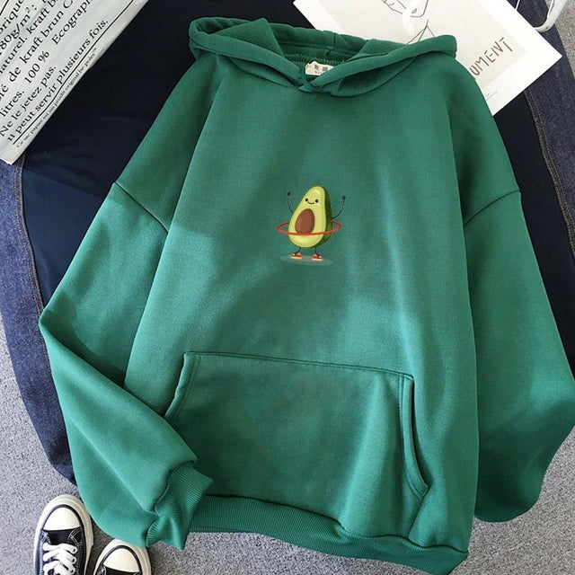 Damen-Sweatshirt ohne Reißverschluss mit Avocado-Bombardina.de-Print