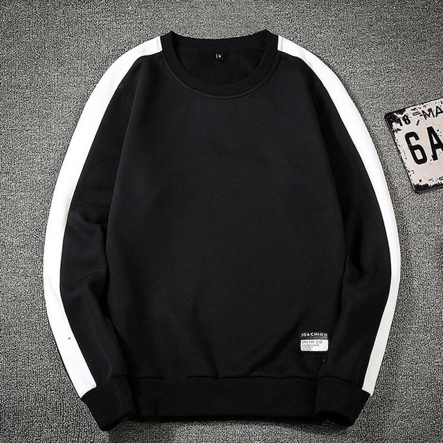 Herren-Sweatshirt ohne Reißverschluss mit Streifen an den Ärmeln-Bombardina.de