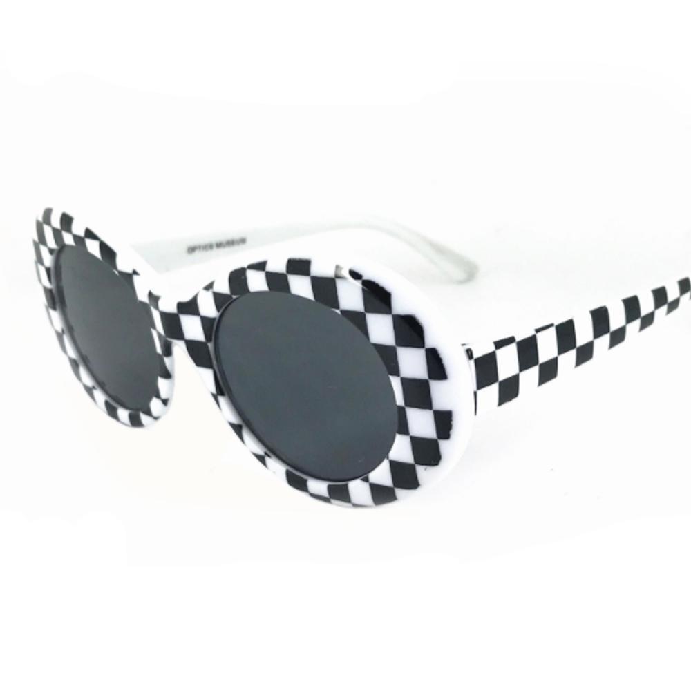 Ovale Sonnenbrille mit Schachbrettmuster-Bombardina.de