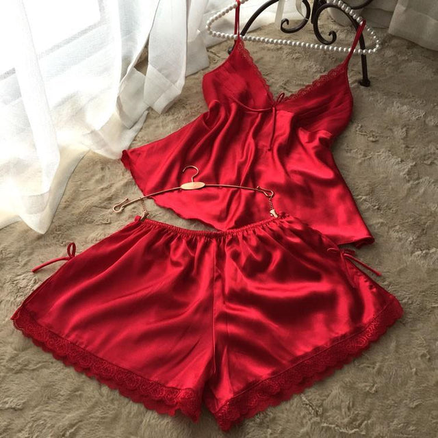 Damenpyjama mit Schleife-Bombardina.de