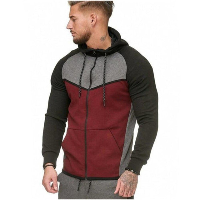 Dreifarbiges Herren-Sweatshirt mit Reißverschluss-Bombardina.de