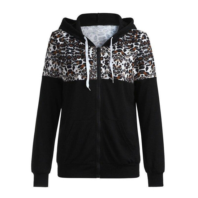 Damen-Sweatshirt mit Reißverschluss und Leopardenmuster-Bombardina.de