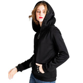 Damen-Sweatshirt mit Reißverschluss und Metallkreisen-Bombardina.de