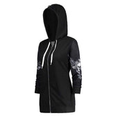 Damen-Sweatshirt mit Reißverschluss und Totenkopfmotiv-Bombardina.de