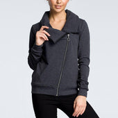Asymmetrisches Damen-Sweatshirt mit Reißverschluss-Bombardina.de