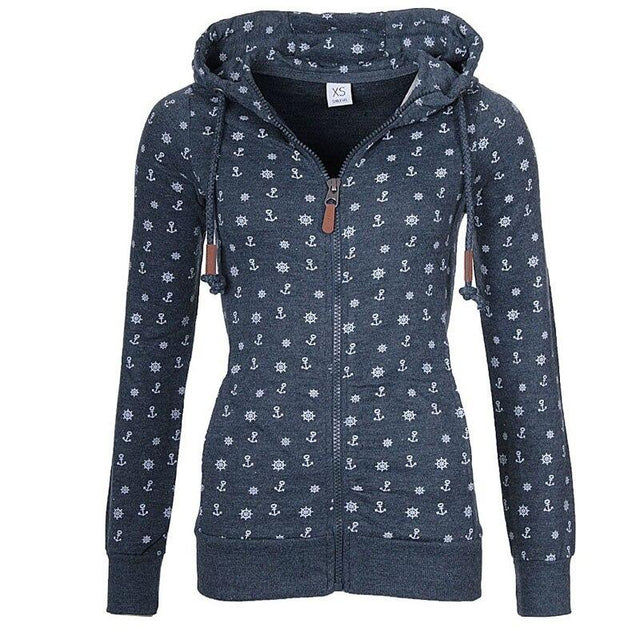 Damen-Sweatshirt mit Reißverschluss und Matrosenmotiv-Bombardina.de
