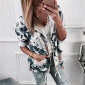 Damen-Sweatshirt mit Reißverschluss und Blumen-Bombardina.de