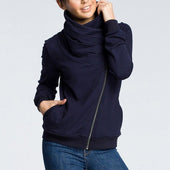 Asymmetrisches Damen-Sweatshirt mit Reißverschluss-Bombardina.de