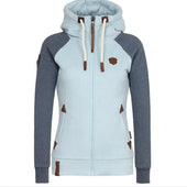 Damen-Reißverschluss-Sweatshirt mit braunen Elementen-Bombardina.de