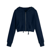 Kurz geschnittenes Damen-Sweatshirt mit Reißverschluss-Bombardina.de