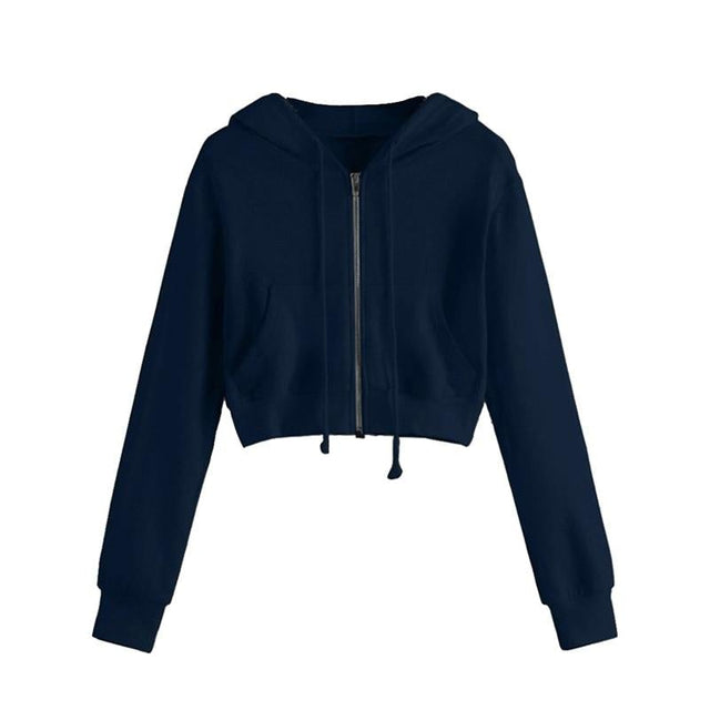 Kurz geschnittenes Damen-Sweatshirt mit Reißverschluss-Bombardina.de
