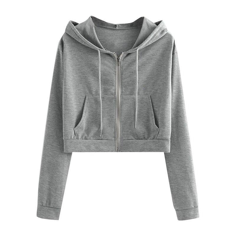 Kurz geschnittenes Damen-Sweatshirt mit Reißverschluss-Bombardina.de