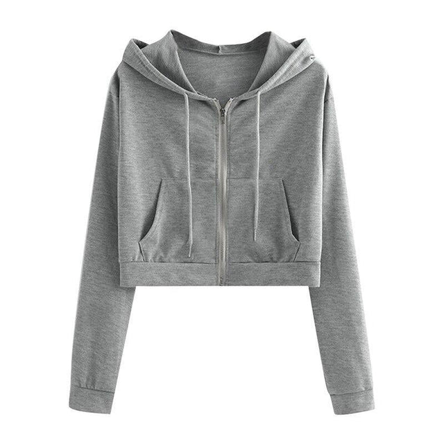 Kurz geschnittenes Damen-Sweatshirt mit Reißverschluss-Bombardina.de
