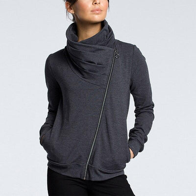 Asymmetrisches Damen-Sweatshirt mit Reißverschluss-Bombardina.de