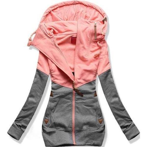 Zweifarbiges Damen-Sweatshirt mit Reißverschluss-Bombardina.de