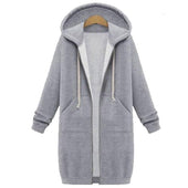 Lang geschnittenes Damen-Sweatshirt mit Reißverschluss-Bombardina.de