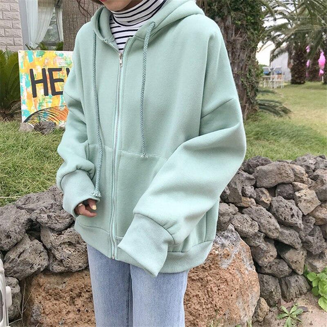 Sweatshirt mit Reißverschluss für Frauen in einer Farbe-Bombardina.de