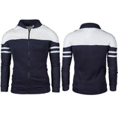 Herren-Sweatshirt mit Reißverschluss und Streifen an den Ärmeln-Bombardina.de