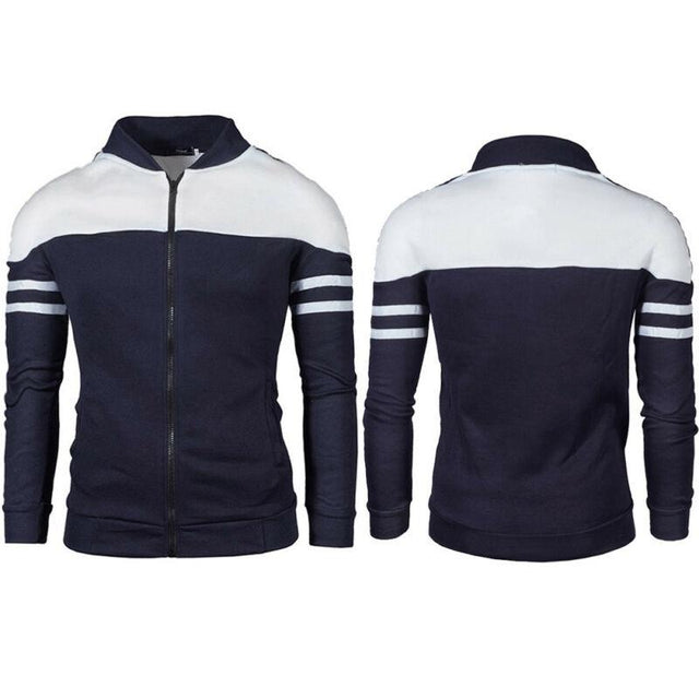 Herren-Sweatshirt mit Reißverschluss und Streifen an den Ärmeln-Bombardina.de