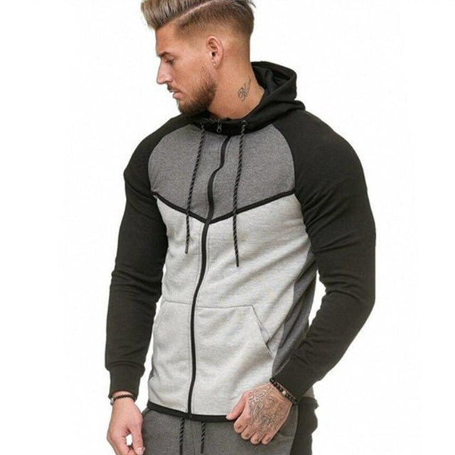 Dreifarbiges Herren-Sweatshirt mit Reißverschluss-Bombardina.de
