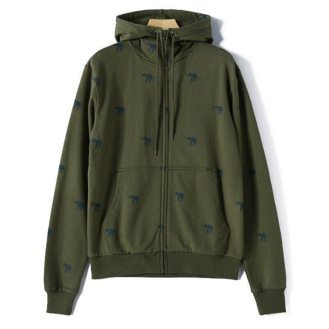 Herren-Sweatshirt mit Reißverschluss und kleinen Elefanten-Bombardina.de