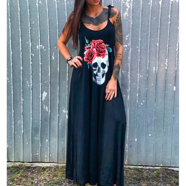 Maxikleid mit Totenkopfmotiv-Bombardina.de