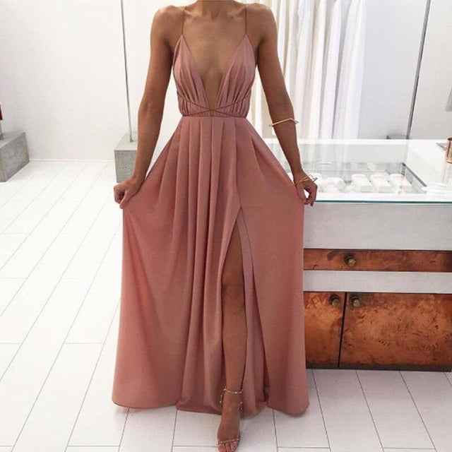 Maxikleid mit tiefem Ausschnitt-Bombardina.de