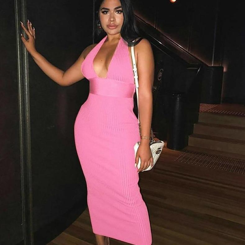 Maxikleid mit tiefem Ausschnitt-Bombardina.de