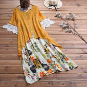 Maxikleid aus kombinierten Materialien-Bombardina.de