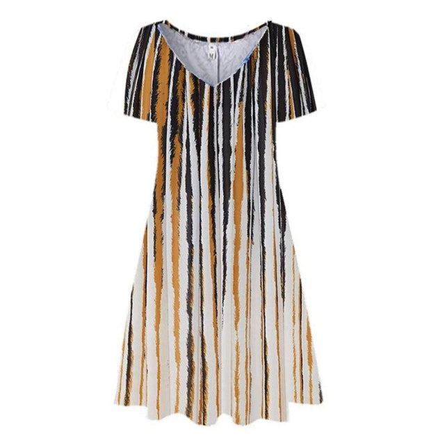 Gestreiftes Midikleid-Bombardina.de