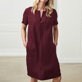 Midikleid mit Knöpfen am Ausschnitt-Bombardina.de