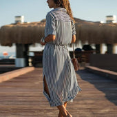Gestreiftes Midikleid-Bombardina.de