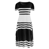 Gestreiftes Midikleid-Bombardina.de
