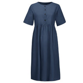 Midikleid mit Knöpfen am Ausschnitt-Bombardina.de