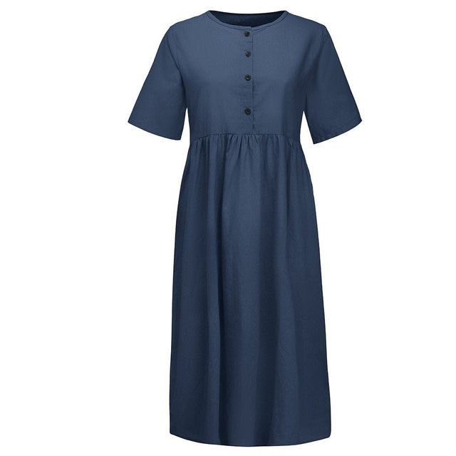 Midikleid mit Knöpfen am Ausschnitt-Bombardina.de