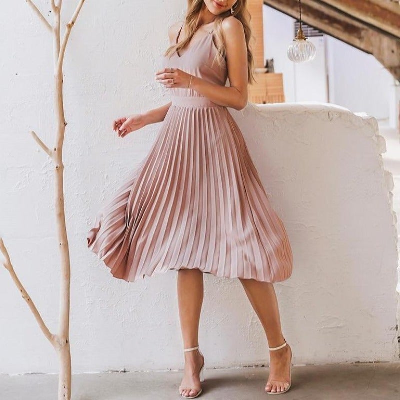Midikleid mit plissiertem Saum-Bombardina.de