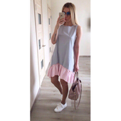 Midikleid mit bunter Rüsche-Bombardina.de