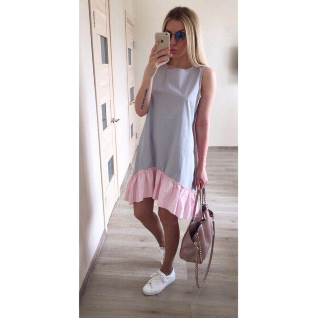Midikleid mit bunter Rüsche-Bombardina.de