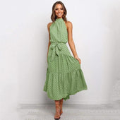 Midikleid mit Tupfenbindung-Bombardina.de