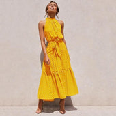 Midikleid mit Tupfenbindung-Bombardina.de