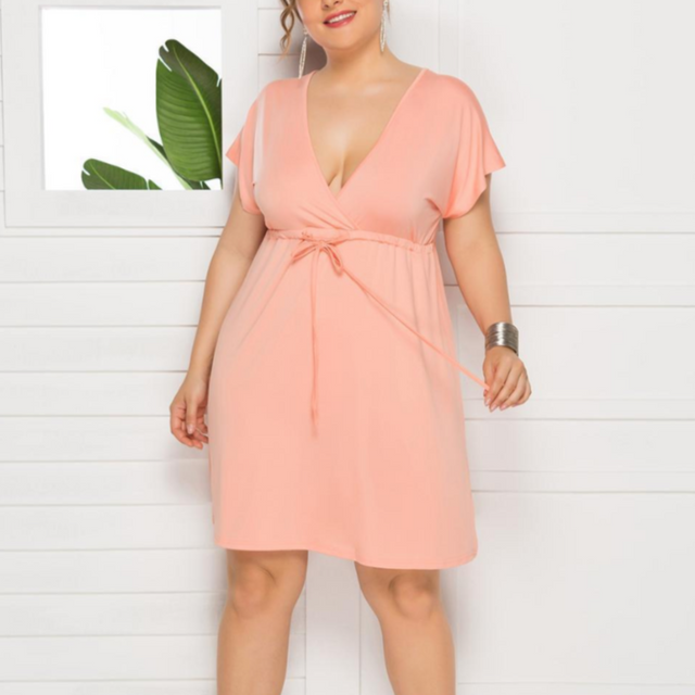 Minikleid mit Bindeband an der Taille-Bombardina.de