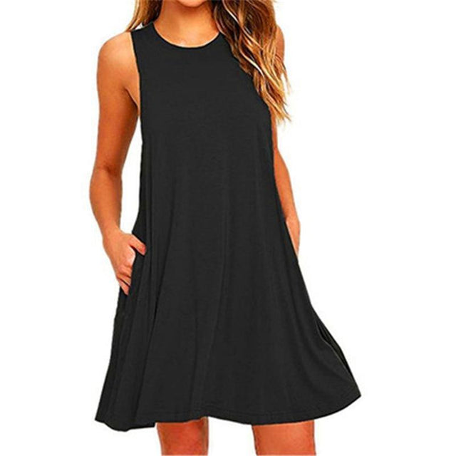 Einfarbiges Strandkleid-Bombardina.de
