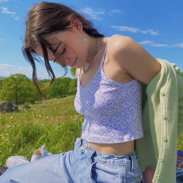 Damen-Tanktop mit kleinen Blumen-Bombardina.de