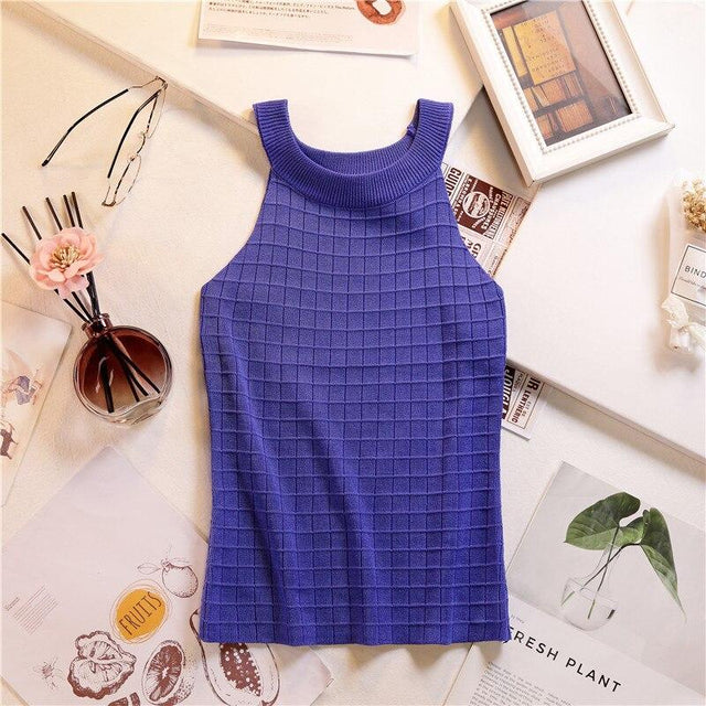Damen-Tanktop mit karierter Naht-Bombardina.de